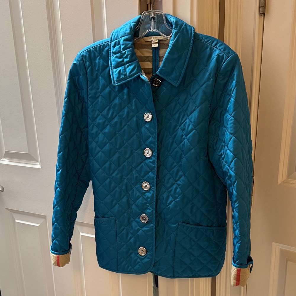Burberry Teal Quilted Jacket. Lightweight for the spring or fall. Barely worn.